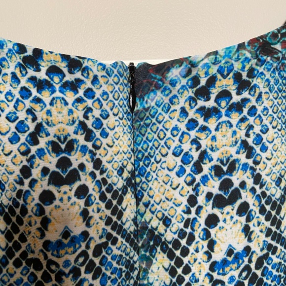 David Meister Midi Multicolor Snake Print Cowl Neck Dress Size 8 - Picture 11 of 14